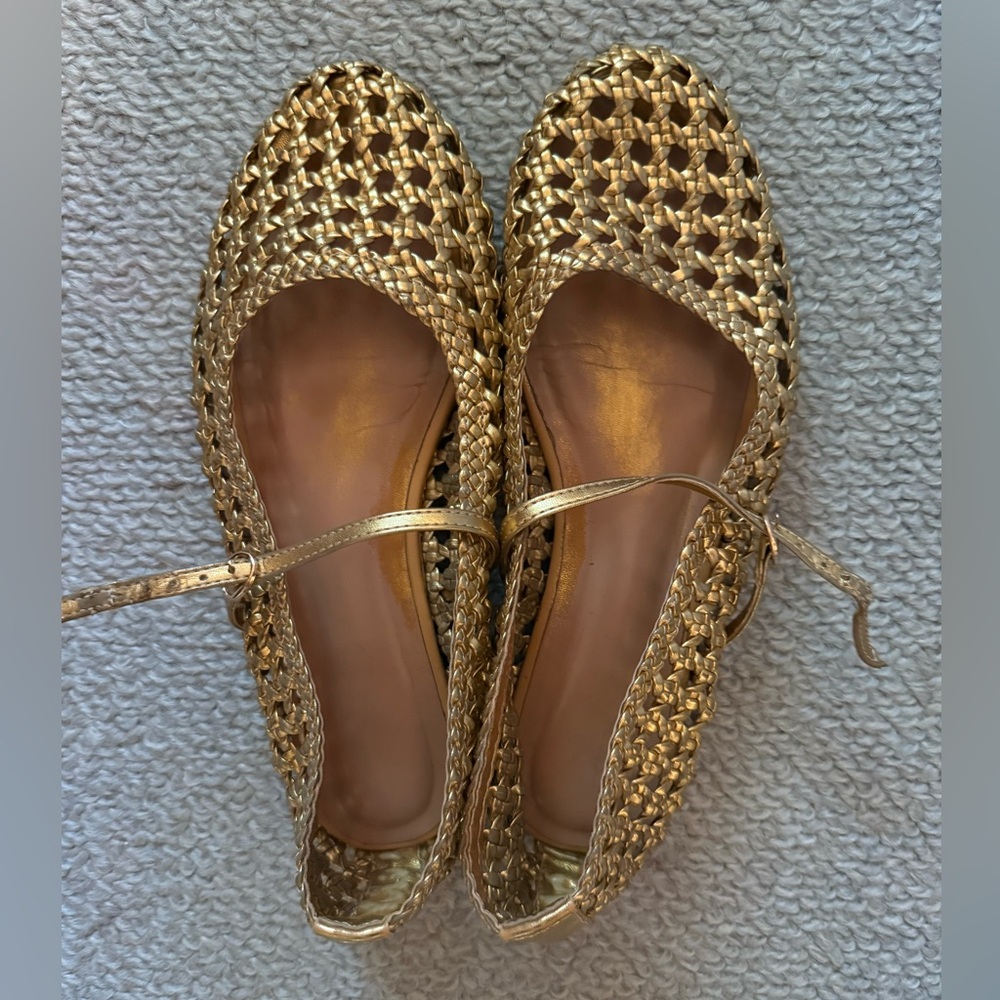 Gold Woven Ballet Flats